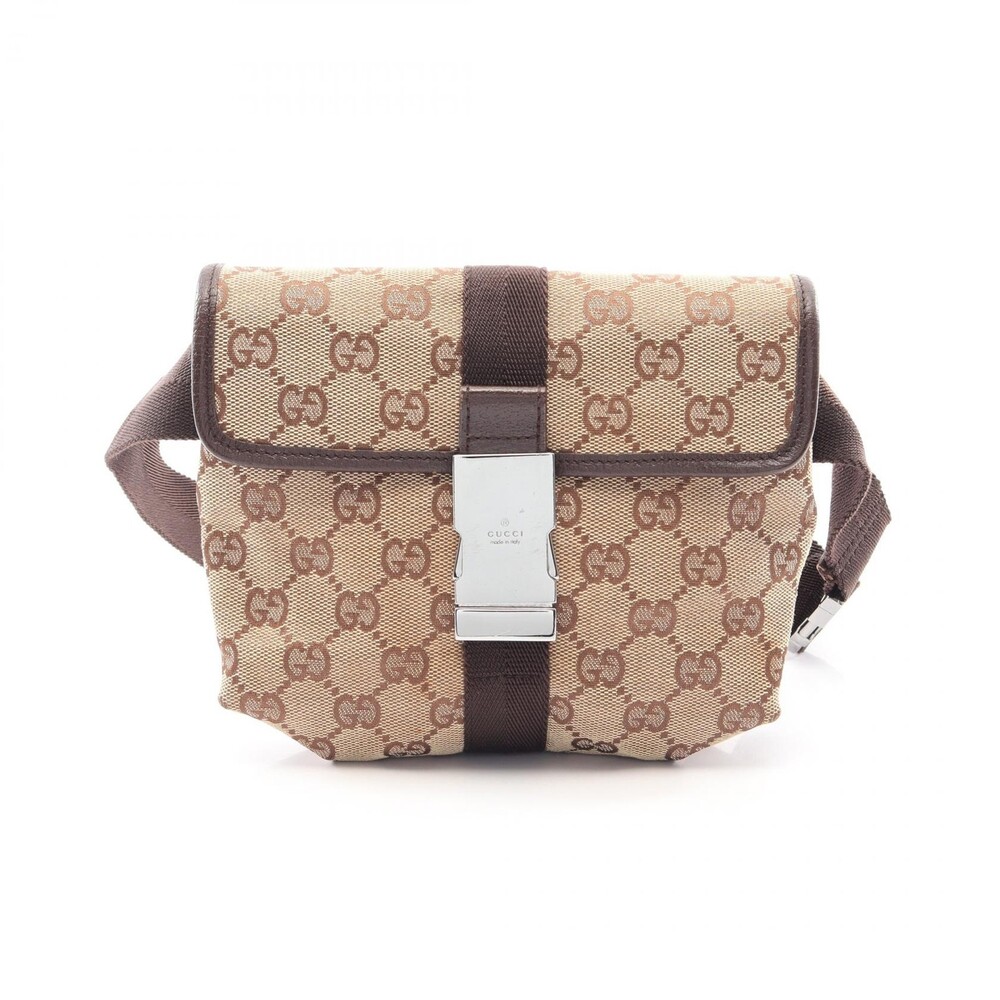 Gucci Gg Canvas Waist Belt Bag Leather #272569G43B